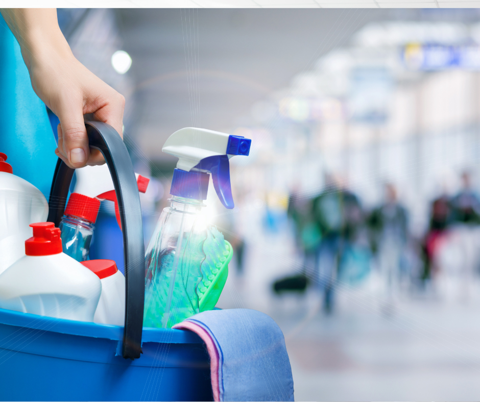 Carrying cleaning porducts in busy work space